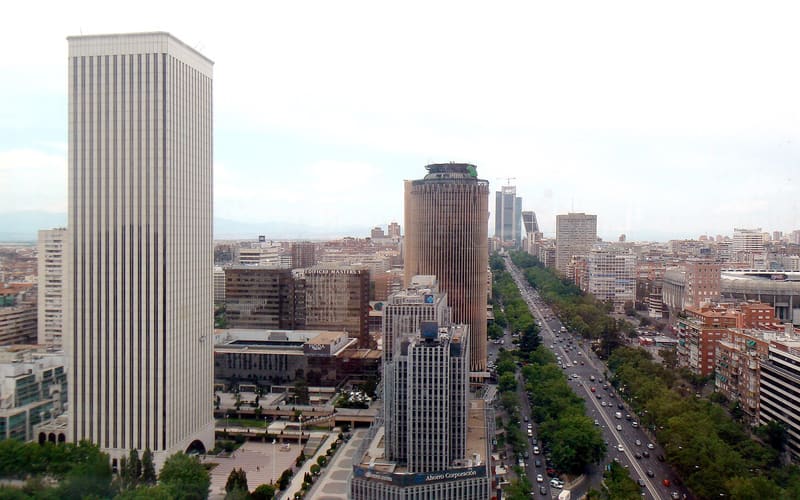 Paseo de la Castellana de Madrid visto desde la altura